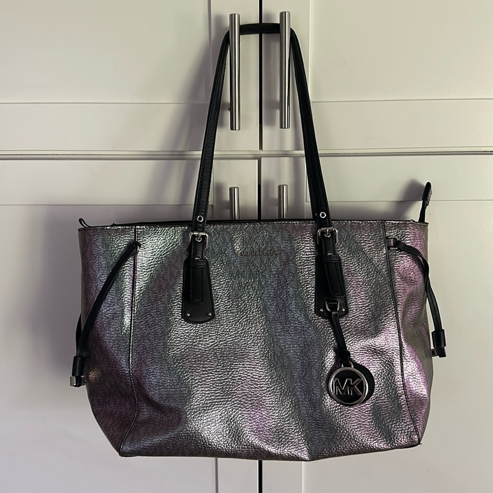 MK Purple Hologram Voyager Tote